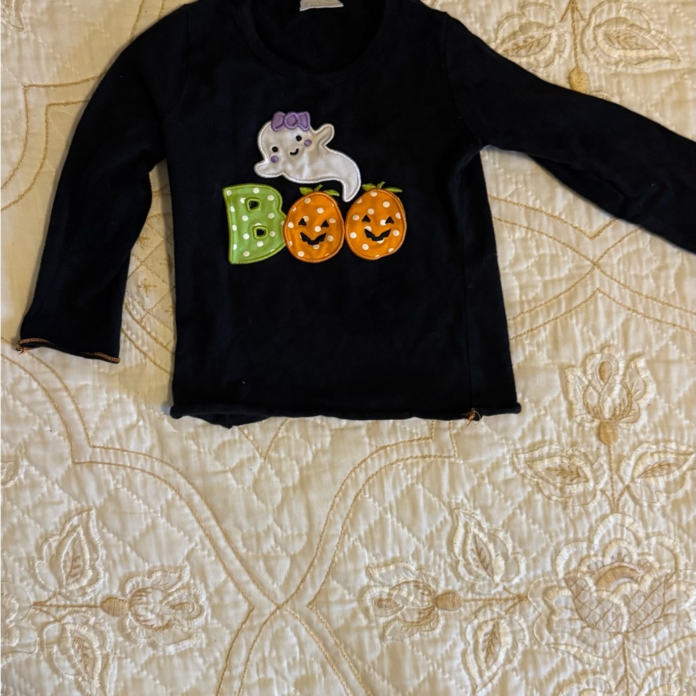 Black Halloween Ghost and Pumpkin Shirt